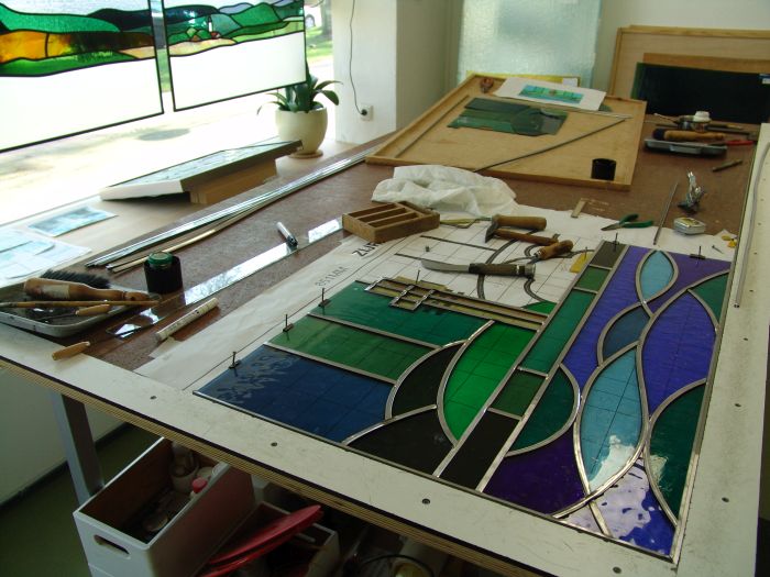 Glas in lood zetten op werktekening