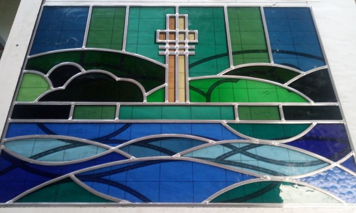 Glas in lood nog met glimmend lood