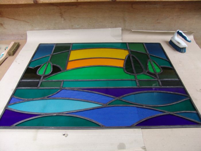 Glas in lood patineren